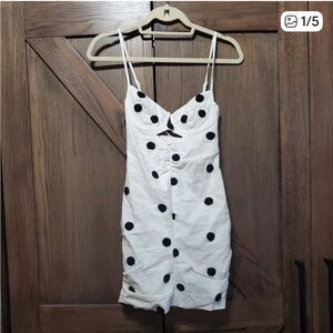 For Love And Lemons Abigail White Polka Dot Mini Dress